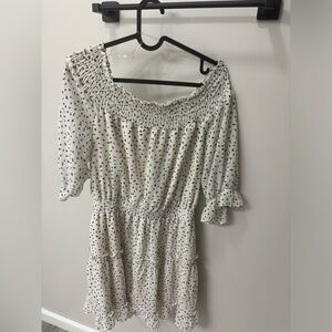 Trixxi White Mini Dress with Black Dot Print